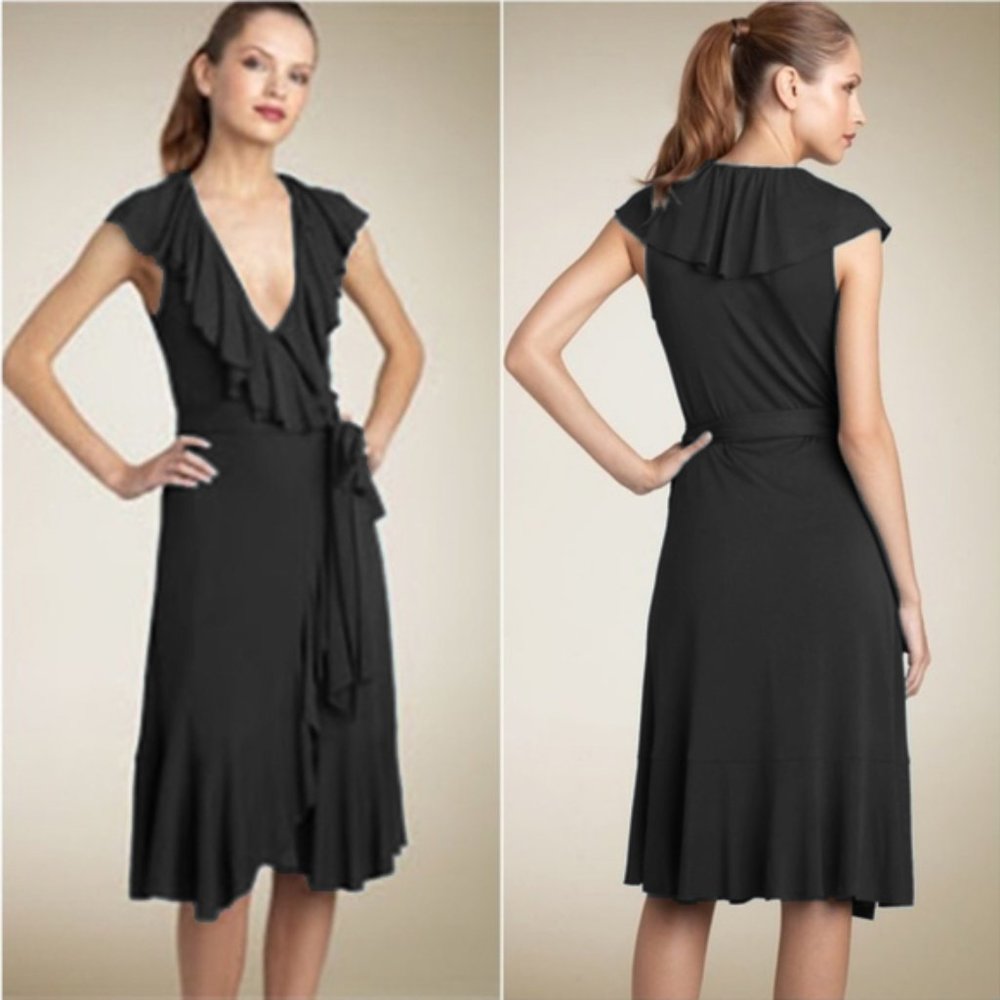 ICONIC - Diane Von Fursteneber DVF Malloricita Ruffle Wrap Dress - Black - Sz 6